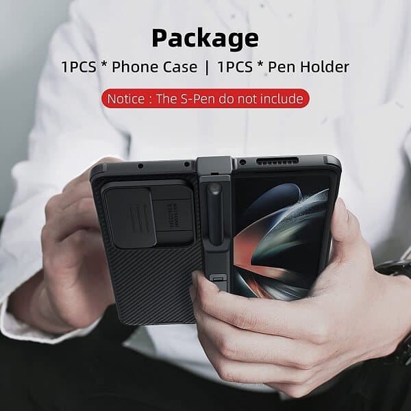 Nillkin CamShield Samsung Galaxy Z Fold 4 Fold4 5G Slide Camera Back Protective S Pen Holder 360° Fiber Cover Kickstand With S-Pen Pocket (Black) Nillkin CamShield Samsung Galaxy Z Fold 4 Fold4 5G Slide Camera Back Protective S Pen Holder 360° Fiber Cover Kickstand With S-Pen Pocket (Black)